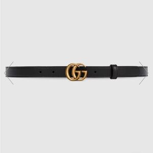 Gucci Black Leather Belt with Gold GG Buckle